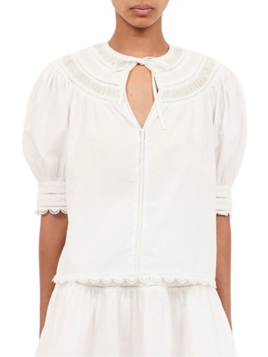 Ulla Johnson Tops - Ulla Johnson Cream Tie-Neck Puff Sleeve Blouse